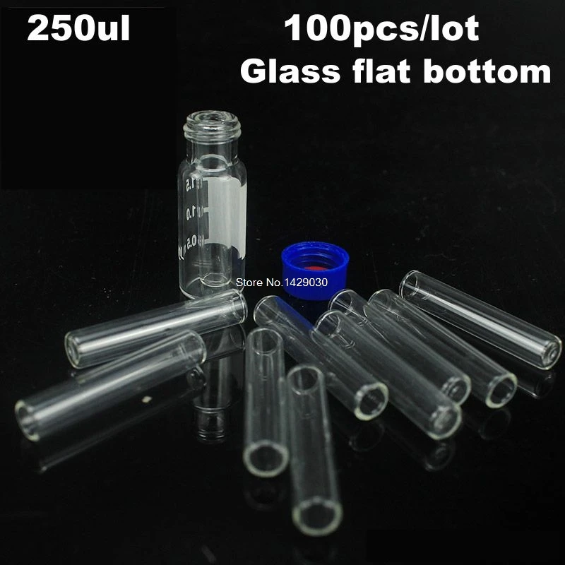 100pcs/lot 250ul Glass flat bottom Chromatographic-vial Insert Pipe Inserts for 1.5 ml HPLC vials