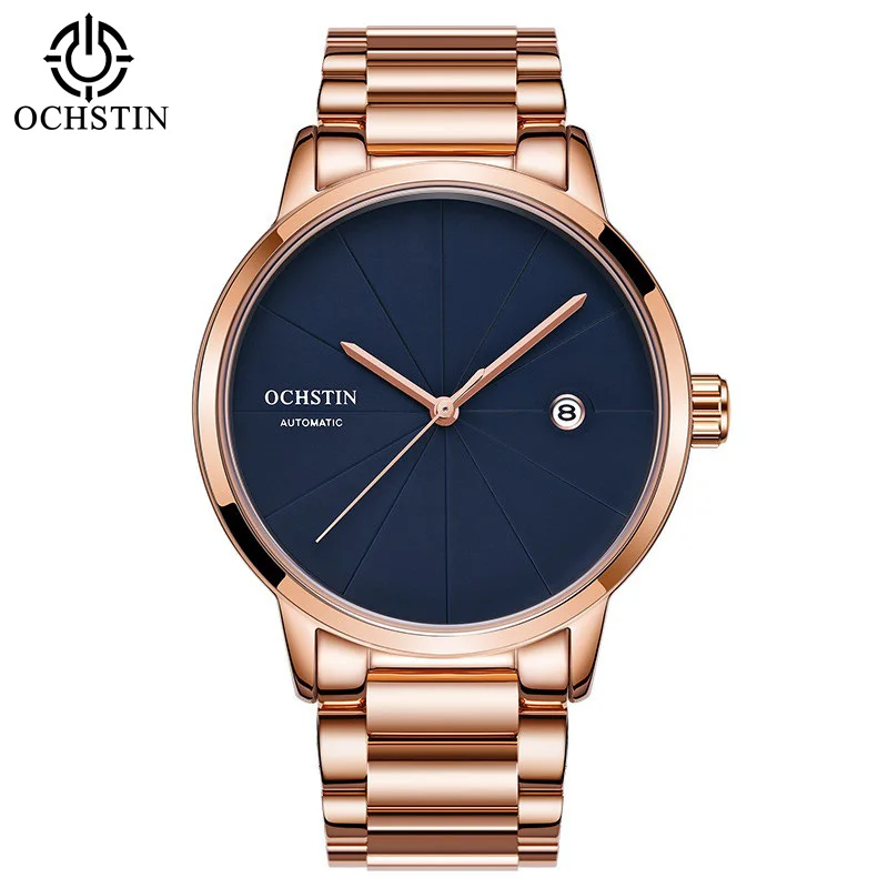 Luxury Top Brand OCHSTIN Mens Mechanical Watch Rose Gold Full Steel Bracelet horloges mannen Dresses Automatic Date Sport Watch