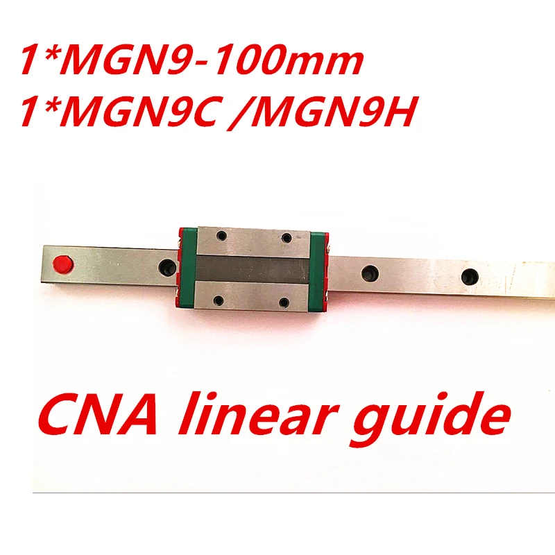 Free shipping 9mm Linear Guide MGN9 100mm linear rail way + MGN9H or MGN9C carriage for CNC X Y Z Axis