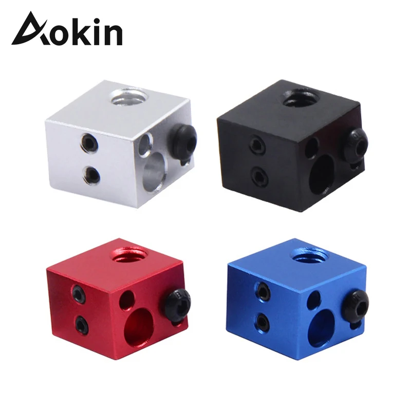 Aokin 3D Printer Parts Heater Block  Makerbot MK7 MK8 Extruder V6 J-head Hot End Aluminum Heating Block For 3D Printers