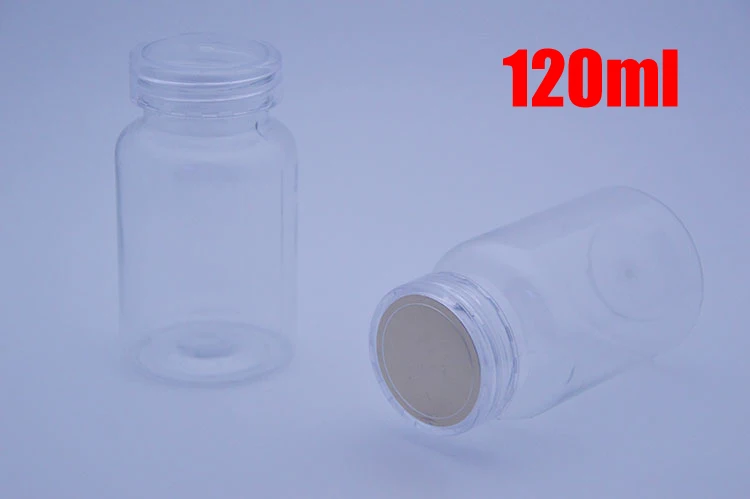 

100pcs 120ml Transparent PET Medicine Bottles,Capsules/Pills/Powder/Vitamin Plastic Bottles--Transparent PS Caps