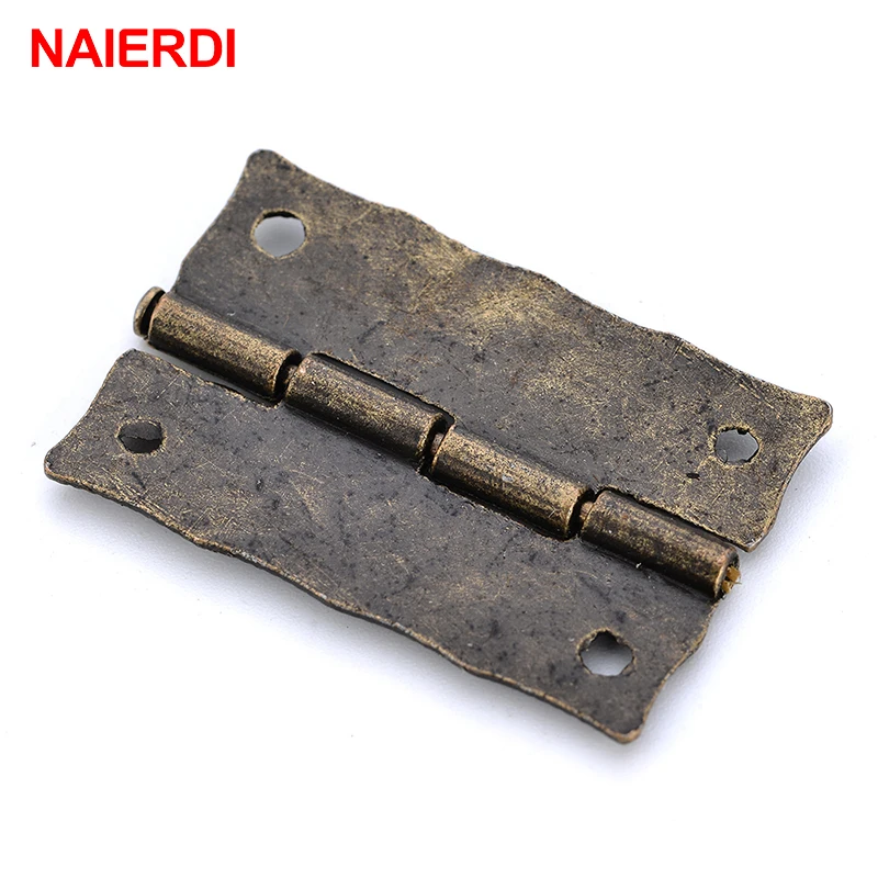 10PCS NAIERDI Antique Bronze Hinges Cabinet Door Drawer Decorative Mini Hinge For Jewelry Storage Wooden Box Furniture Hardware
