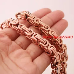 Fashion Rose Gold color  Womens Male Stainless Steel 4/5/8mm Chain Necklaces Byzantine Style Mens Jewellery, Wholesale or retail