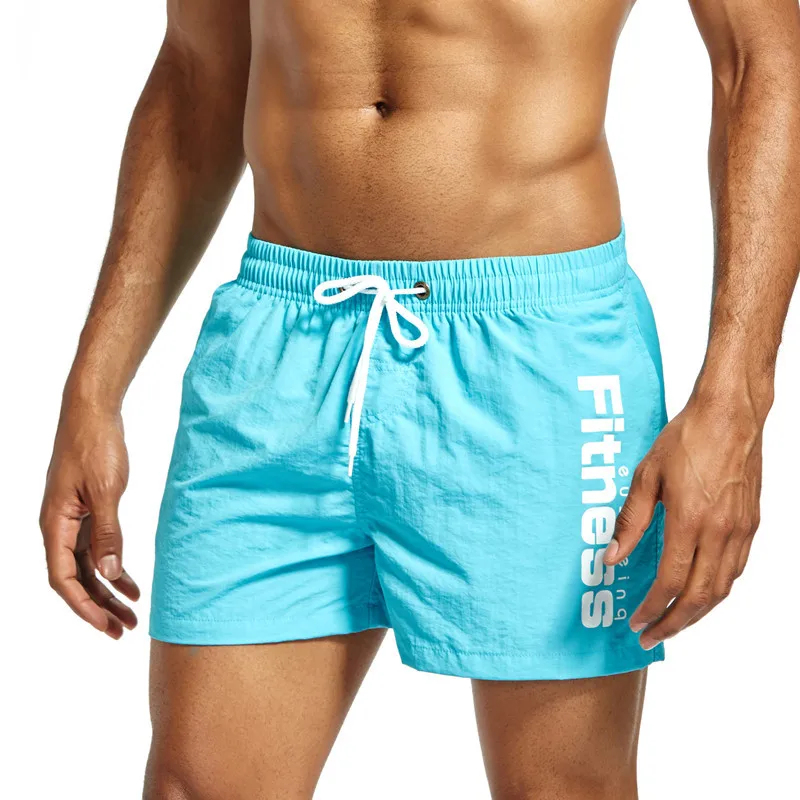 Men Beach Shorts Swimsuits Sexy Swim Briefs Gay Swimwear Quick Dry Bermuda Swimming Surf Board Sports Fitness Sweatpants