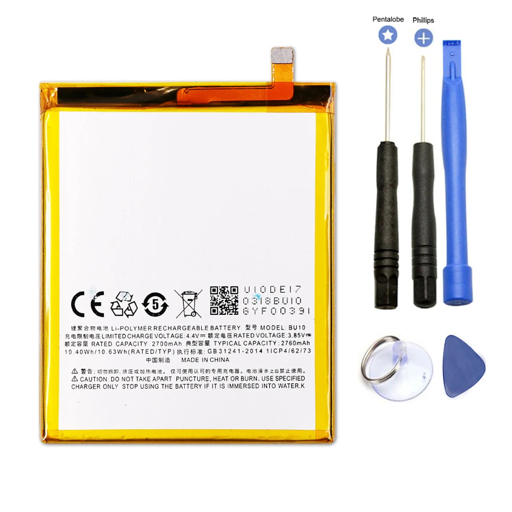 2760mAh BU10 Phone Battery ForMEIZU U10 Battery BU10 Battery With Repair Tools