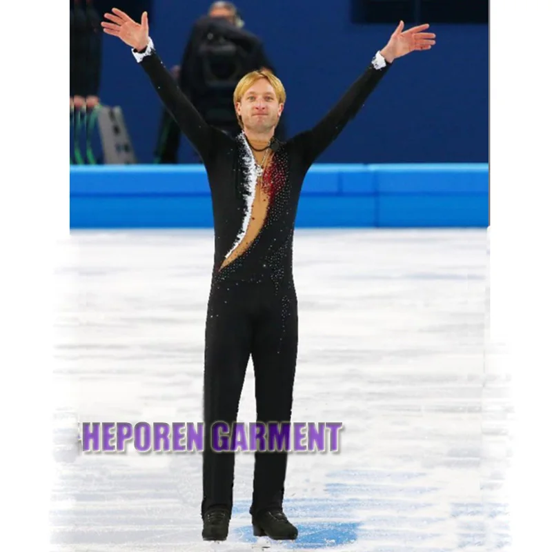 Customized Man Figure Ice Skating Costumes Crystal Diamond Decoration Adult Boy Sole Show Skating Competition In Winter