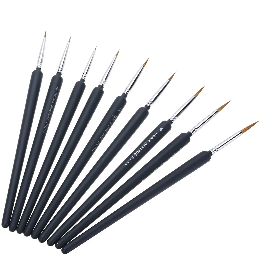 9pcs/Set Paint Brushes Artist Weasel Hair Brush Pen For Gouache Watercolor Paint Oil Painting For Beginners & Artists