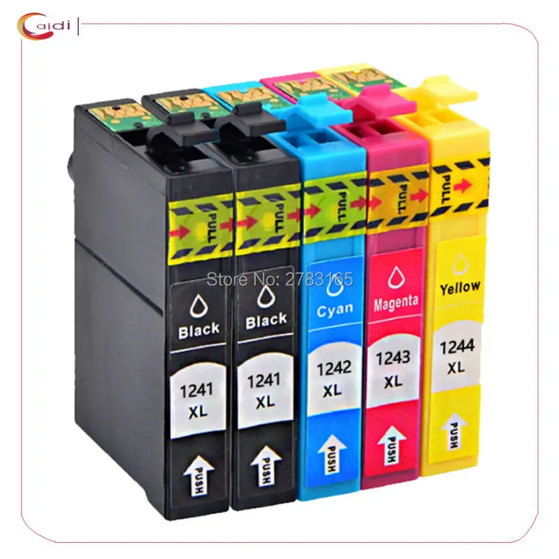 5Pack Compatible epson 124XL Ink cartridge T1241 T1242 T1243 T1244 suitable for Workforce 320/323/325/435 pritner