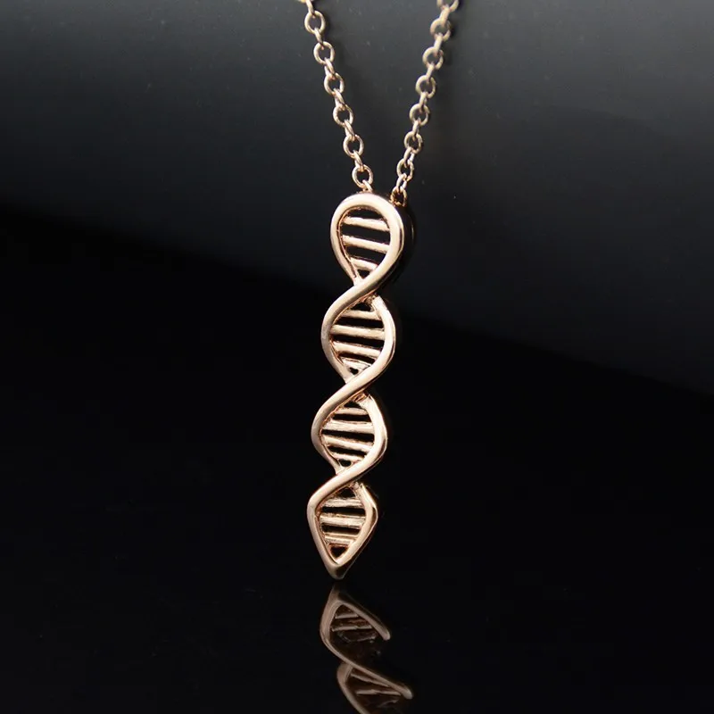 1 Piece Fashion Silver Color Science Biology DNA Pendant Long Necklace Boho Chain Statement Necklaces Women Jewelry Girls Gifts