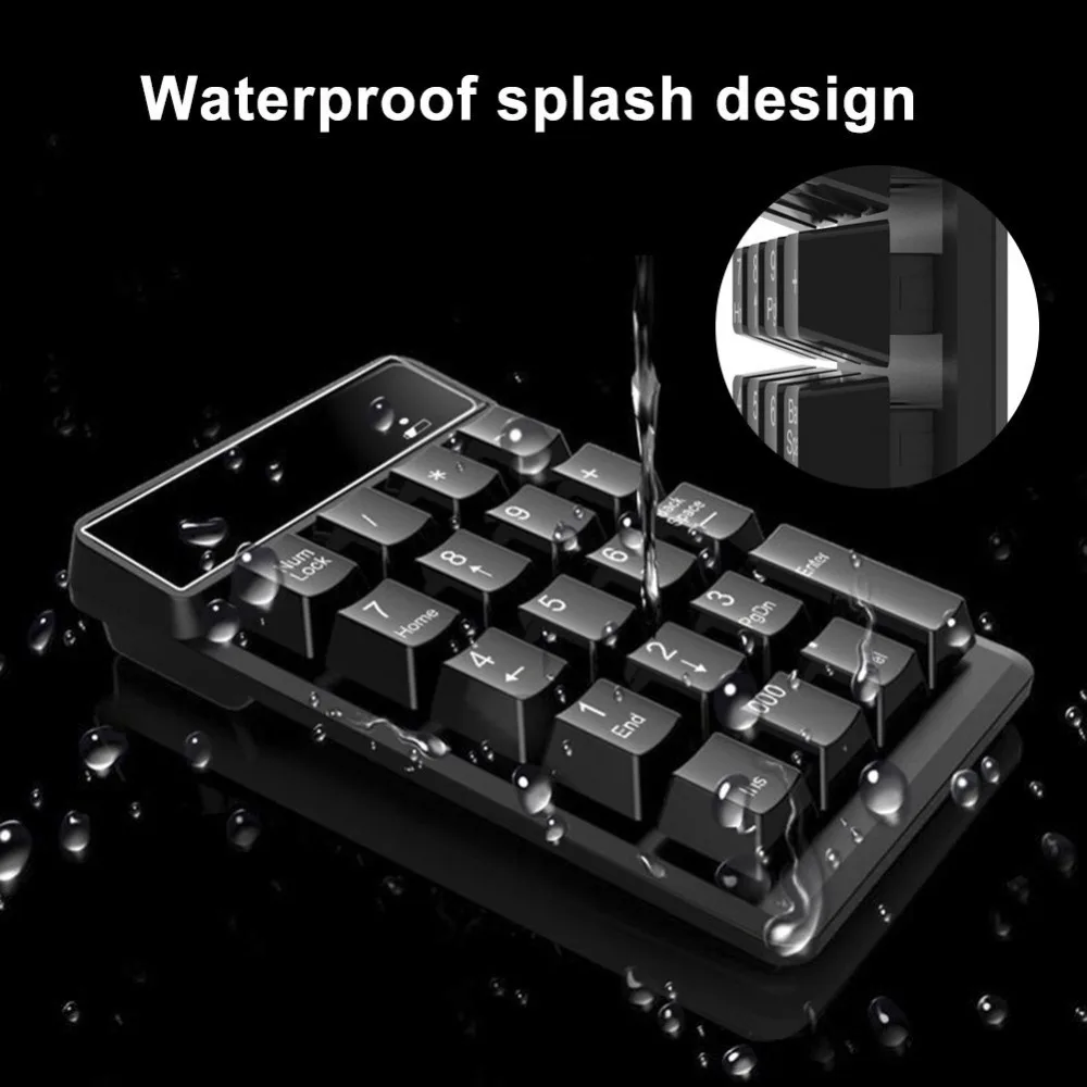 Teclado numérico inalámbrico, 19 teclas, resistente al agua, con receptor USB 2,4G, Mini teclado numérico para ordenador portátil y portátil