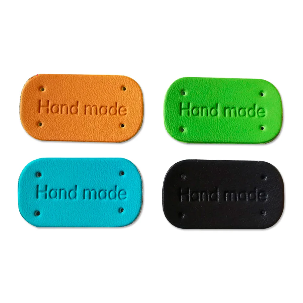 Blue Hand Made Leather Labels For Clothing Customized Handmade Leather Garment Tags For Clothes Custom Logo Name Leather Label