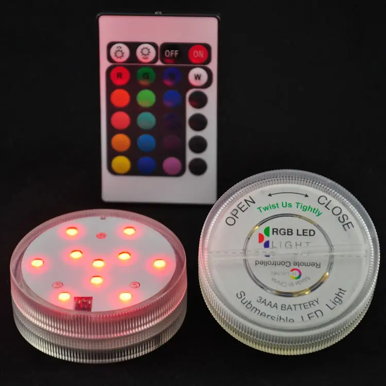3AAA Battery Operated IR Remote Controlled 10 Multicolors SMD LED Vase Light,Submersible Led Light,Waterproof Floralyte Light