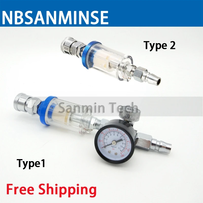 MWST02 1/4 Mini Water Filter Oil Water Separator Filter Air Compressor For Spray Tools Air Preparation Units NBSANMINSE