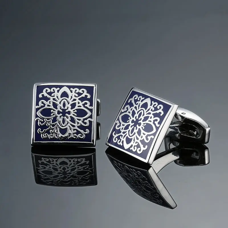 DY New luxury jewelry brand of high-grade mahogany carbon fiber retro pattern Cufflinks men\'s shirts Cufflinks