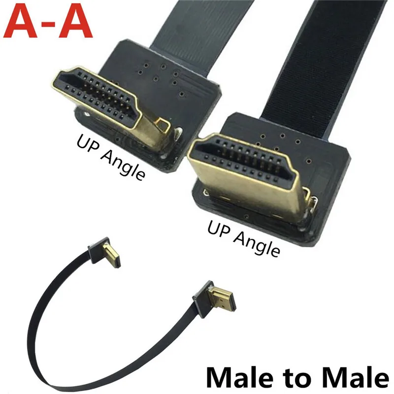 

FPV Dual 90 Up Down Angled HDMI-compatible Type A Male to Male HDTV FPC Flat Cable for FPV HDTV Multicopter Aerial 5cm-100cm