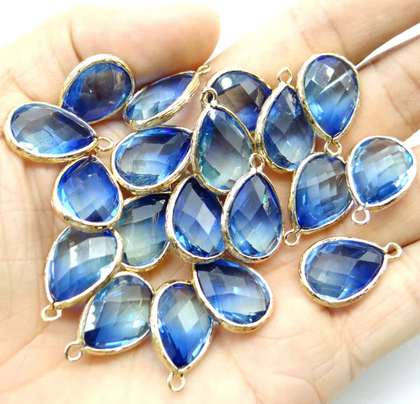 15*20mm Natural stone crystal quartz glass stone mix charm Teardrop pendants for DIY Jewelry Making Necklace Accessories 10pcs