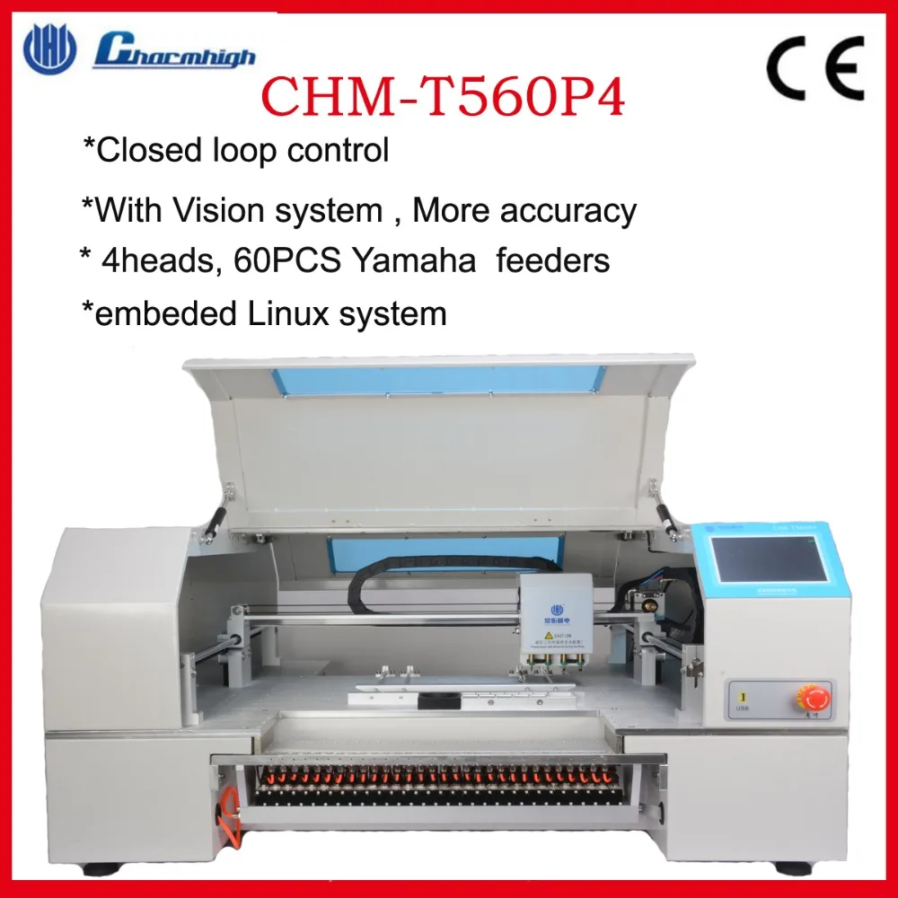 SMT Desktop Pick and Place machine CHMT560P4 , 4 Heads 60 feeders,  with Yamaha Pneumatic feeders, 8mm,12mm, 16mm, 24mm.220/110V