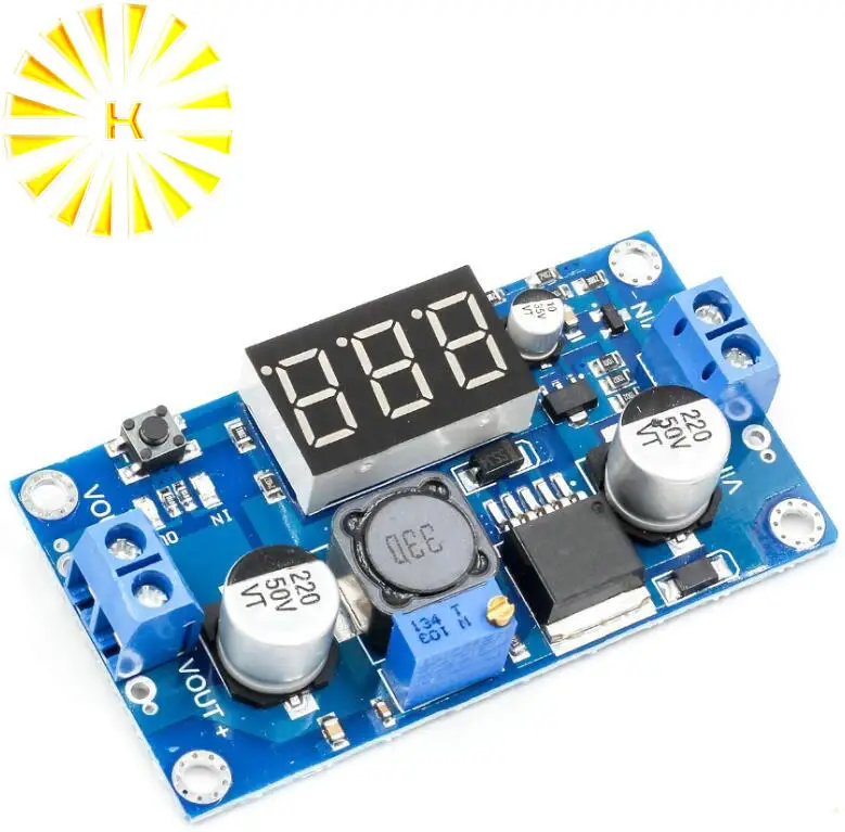 LM2596 Adjustable Voltage Regulated Power Supply Converter DC-DC Step Down Module 12v to 5v, 24v to 12v Buck Voltmeter