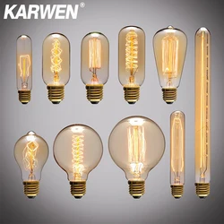 Edison Bulb E27 Incandescent Retro Lamp 40W 220V ST64 A19 T45 T10 G80 G95 Antique Vintage Bulb Edison Lamp filament Light bulb