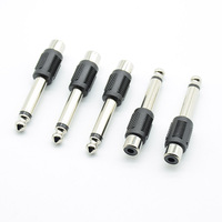 5pcs DIY FM Microphone RCA/AV Female Jack to 6.35mm 1/4 Inch Male Mono Audio Adapters Connectors Plugs