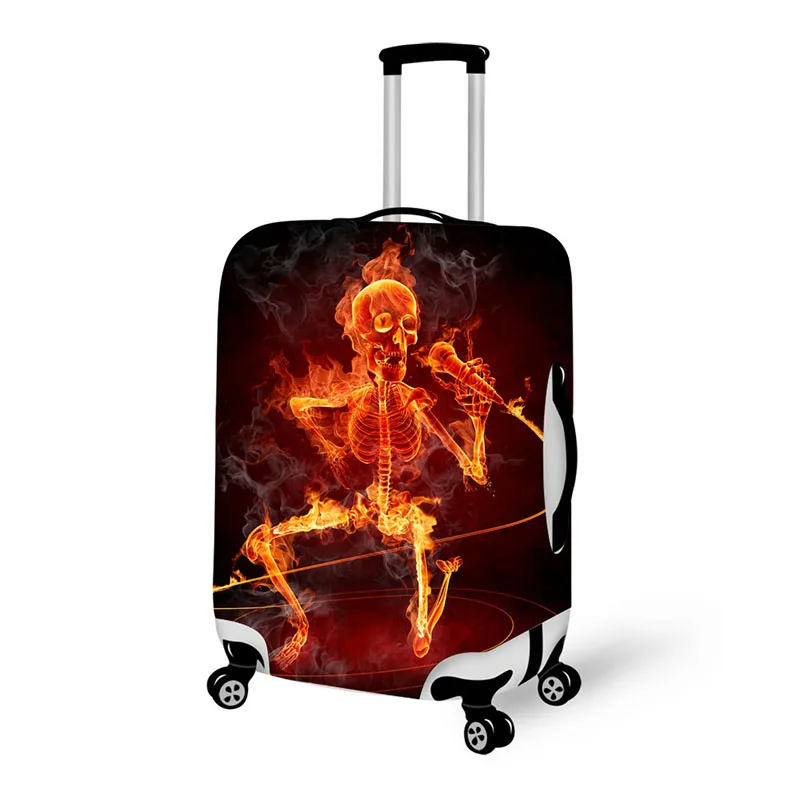 3D Flame Ghost Pattern Print Travel Bags Suitcase Case Comfortable Waterproof Portable Luggage Cover Cover