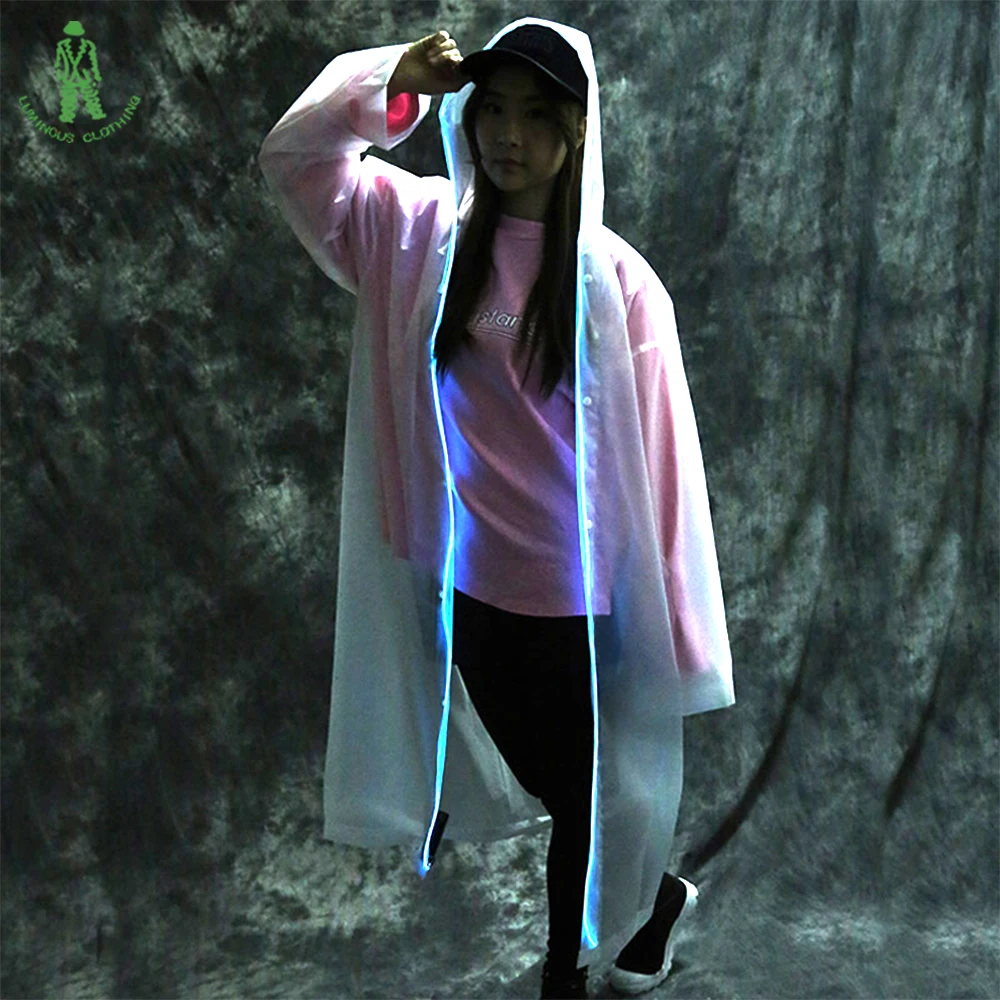 

Free Shipping 4pcs/lot EL Lighting Raincoat Grand Event Music Festival Light Raincoat Outdoor Travel Luminous Clothing