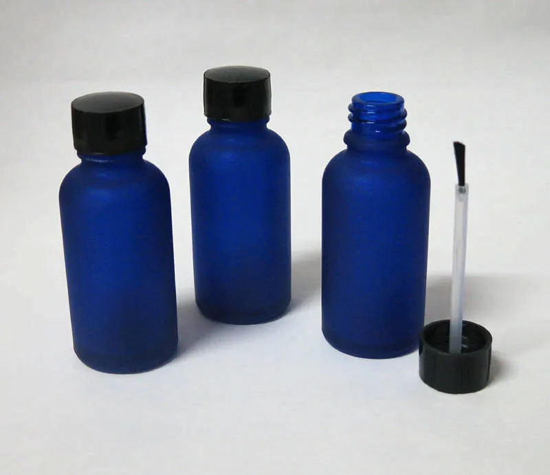 100pcs Wholesale 30ml Frost Blue Glass Brush Bottle, 30ml Frost Glass Bottle, glass Blue Essetial Oil Bottle with Serum Brush