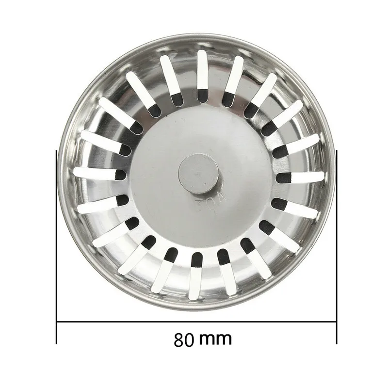 High Quality Thickened 304 Stainless Steel Sink Strainer Plug Drain Filter Basket Drainer Kitchen Sink Strainer Stopper Waste