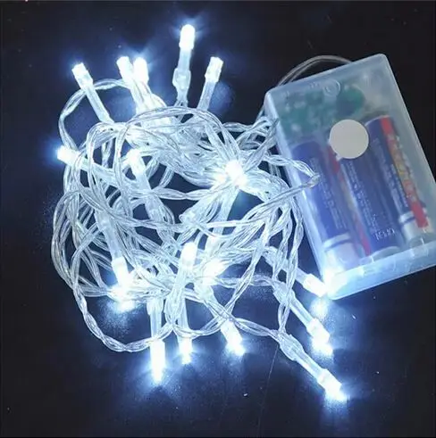 10 Stks/partij Kerst Verlichting Battery Operated Led Fairy Light 2M 20Leds String Flexibele Tape Lamp Outdoor Tuin Licht in Multi