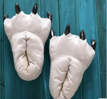 شتاء دافئ النعال الناعمة النساء الرجال الأطفال أحذية باو مضحك الحيوان عيد الميلاد الوحش مخلب النعال ارضيات داخلية حذاء مسطح