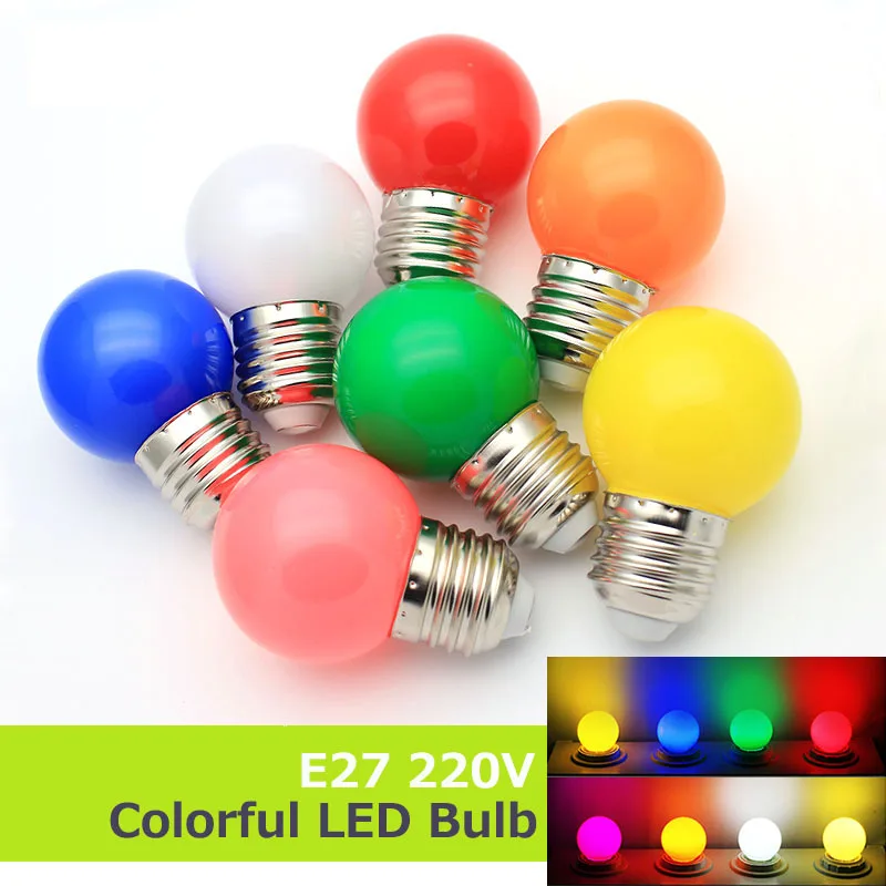 100Pcs/Lot E27 220V Colorful Led Bulb Energy Saving Blue Red Green Pink Decorative Lamp Home Lighting for Christmas/Party/Weddin