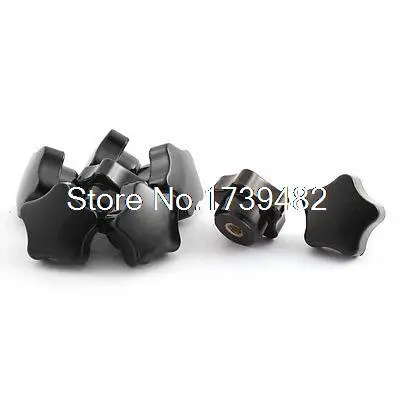 8 Pcs Plastic M6 Female Thread Screw Star Head Knobs Handle Black