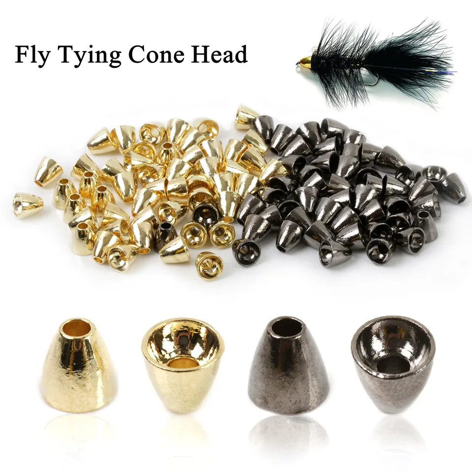 Maximumcatch 25pc Tungsten Fly Tying Cone Head Black Nickel/Gold Fly Tying Material