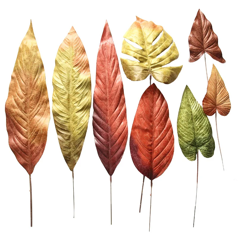 Artificial Plants Crack Cloth, Autumn Leaves, Artificial Flowers, Home Decoration, Wedding Fake Plants, 5 Pcs Lot