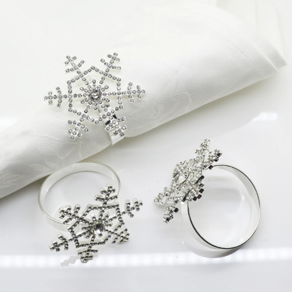 

8pcs/lot SHSEJA Snowflake alloy napkin ring wedding party banquet dinner napkin ring Christmas decoration supplies