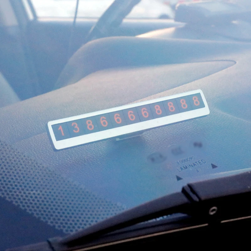 Placa de matrícula de teléfono para estacionamiento temporal de automóviles, luz nocturna luminosa, estilo de coche