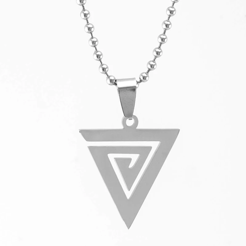 women Triangle stainless steel choker necklace Blank  charms  mirror polish Pendants ball chain necklace