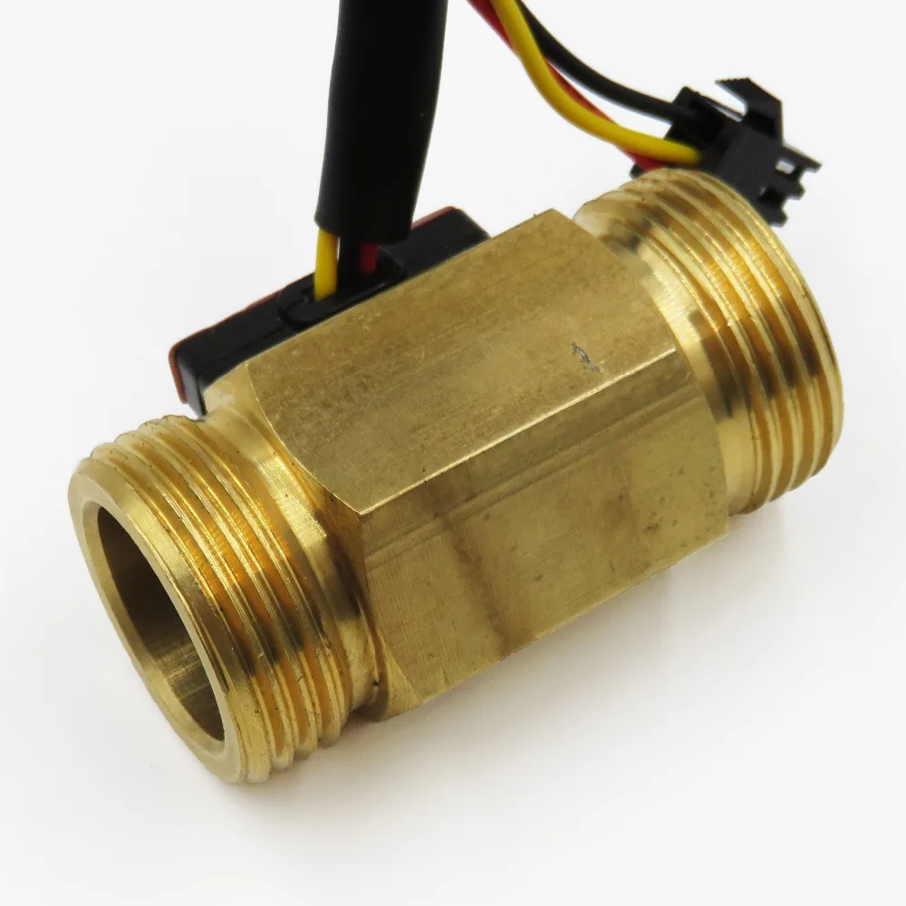 Hall Effect Water Flow Sensor Counter Indicator Flowmeter G3/4 DN20 Male Thread Brass 1-30L/min 50mm Long