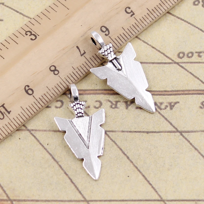 20pcs Charms Indian Arrowhead Dagger 28x15mm Tibetan Bronze Silver Color Pendants Antique Jewelry Making DIY Handmade Craft