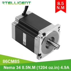 Rtelligent High Torque 85kgcm 8.5N.M Nema 34 Stepper Motor 8 lead 12.7mm Shaft Diameter 4.9A Stepping Motor for CNC Kit Mechine