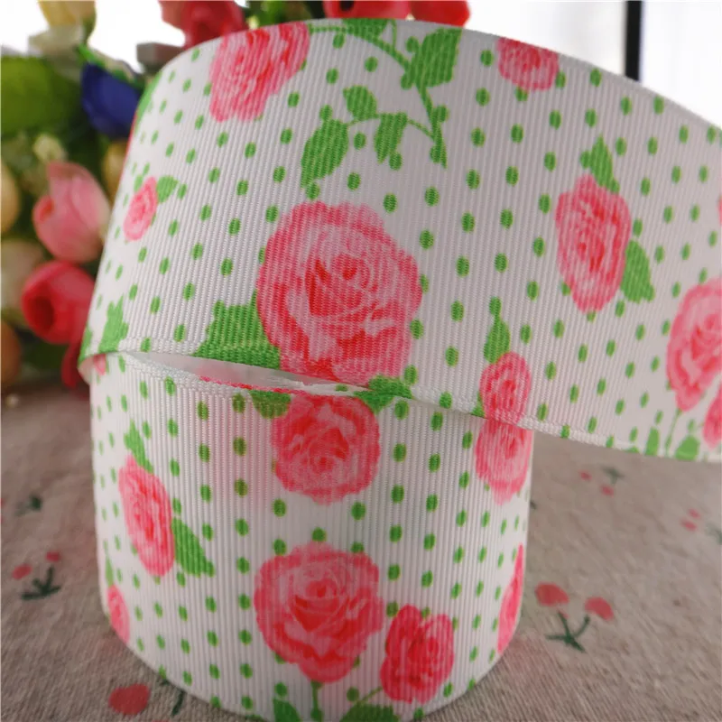 1" 25mm, 1-1/2" 38mm 10 Yards Blumen bedruckte Ripsbänder DIY Haarschleifen handgemachte Materialien MD18010120 – Detail 5