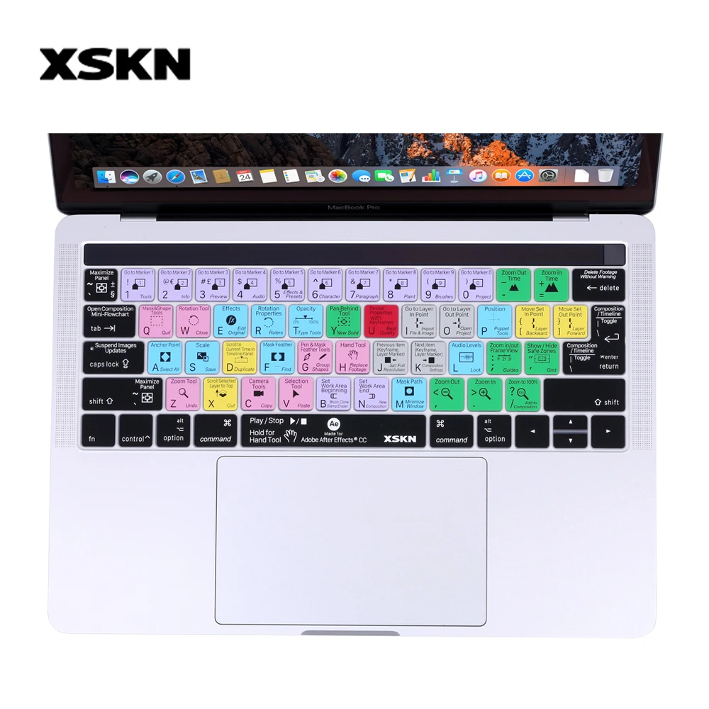 

XSKN Adobe After Effects Keyboard Skin Cover Film for Old Touch Bar MacBook Pro 13 15 Inch A1706 A1989 A1707 A1990