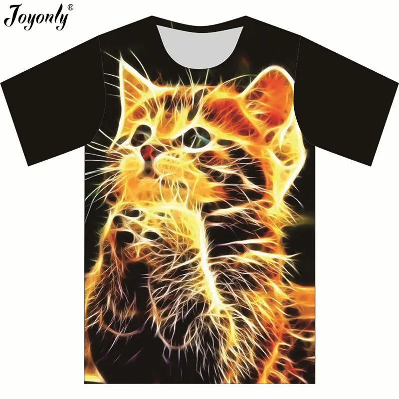 

Joyonly 2019 Summer Children 3D T-shirt Boys Girls High Quality T shirts Snow Glittering Cool Cat Funny tshirt Tops Tees Shirts