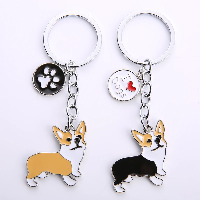 NEW Cute Welsh Corgi Dog Key Chain For Women Handbag Pendant Keychain Key Ring Man Car Key Holder Charm Jewelry I LOVE DOG GIFTS