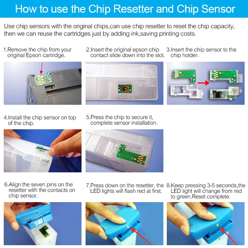 Reiniciador de chips de cartucho de tinta T5801-T5809 T5891-T5898, para impresora Epson Stylus Pro 3800, 3800C, 3850, 3880, 3890, 3885,