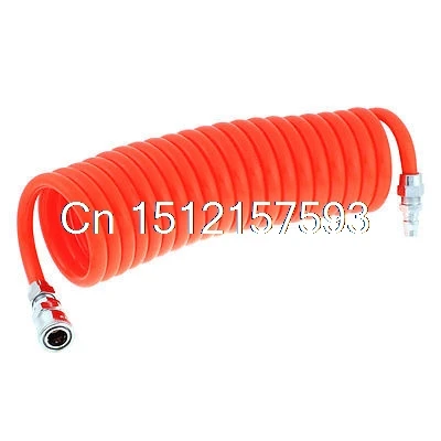 6 Meters Long 12mm x 8mm Polyurethane Coiled Air Hose Tube Orange