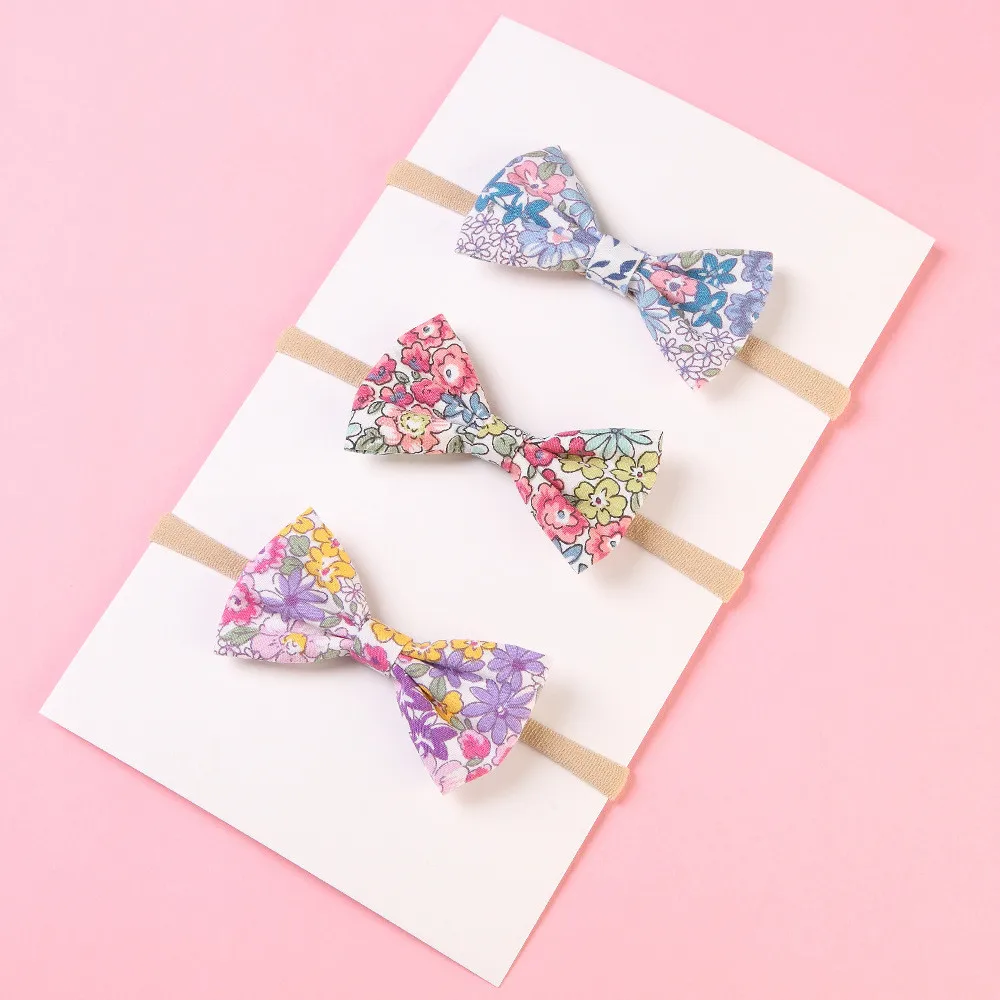 

Boutique 15Pcs Fashion Cute Floral Bow Super Soft Hairbands Solid Print Bowknot Nylon Headbands Princess Headwear