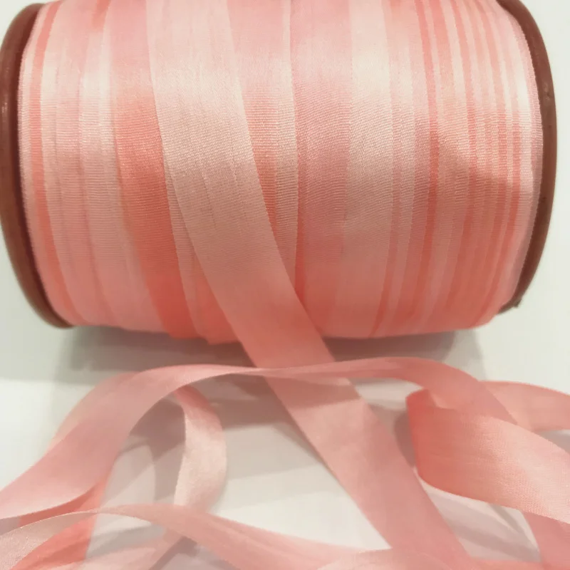 

13mm,100% real pure silk ribbons pink variegated double face taffeta silk for embroidery and handcraft project,gift packing