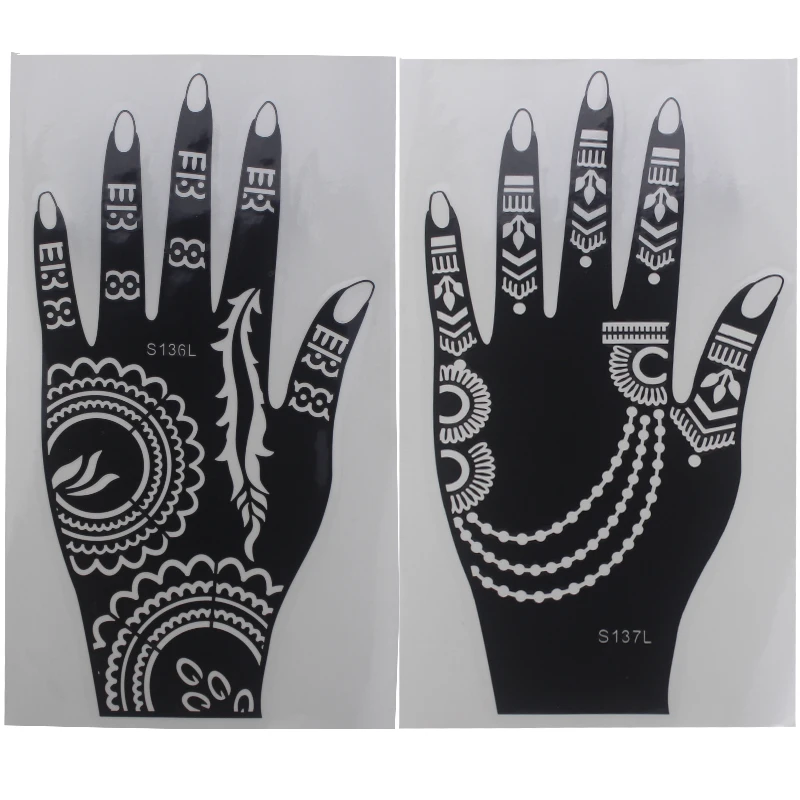 10pcs Hand Henna Tattoo Stencils For Body Paint,Flower Glitter Airbrush Mehndi Henna Tatoo Templates Large Stencil 21*12cm