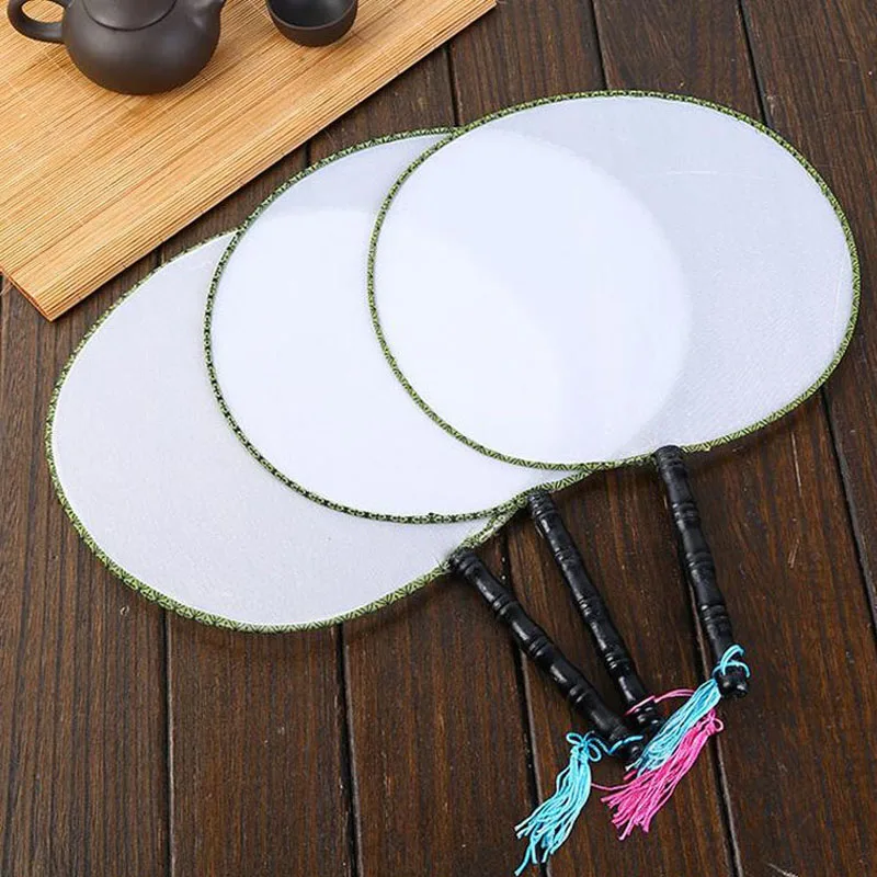 100 pcs/lot New Blank Round Fans Chinese Imitation Silk Fans Kids Children DIY Deocration Fancy Event And Party Supplies ZA3396